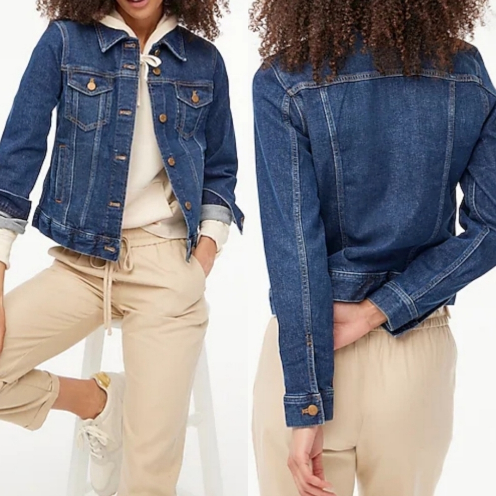 J. Crew Factory "Classic Jean Jacket" Blue Indigo Denim Copper Buttons | Size XS